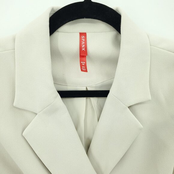 SPANX Carefree Crepe Wrap Blazer M Parchment (Cream/White) - Picture 7 of 16
